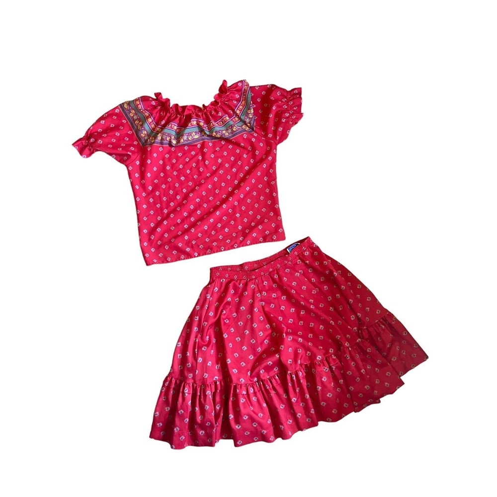 Vintage ROCKMOUNT Ranch Wear 2 Piece Blouse & Skirt Medium Rockabilly Western